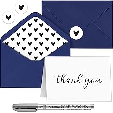 Photo 1 of 100 Pack Thank You Cards with Envelopes – 4x6 White Thank You Cards Bulk with Envelopes, Stickers and Marker – Elegant Thank You Note Cards for Baby Shower, Wedding, Funeral, Graduation.