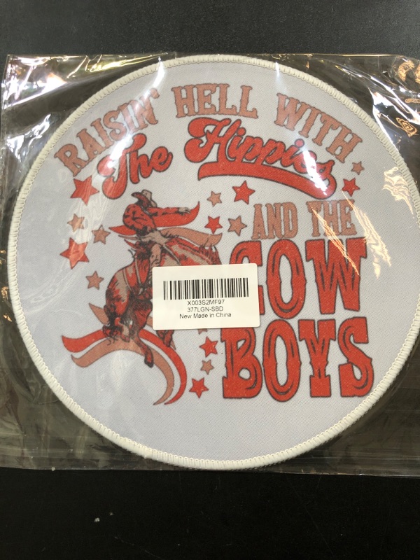 Photo 1 of TNUW Raising with The Hippies and The Cow Boys Western Cowboy Rodeo Mouse Pad 7.9x7.9 Inch,Non-Slip Rubber Base Mousepads for Dorm Office Home Desk Decor,Teen Boys Cowboys Gifts