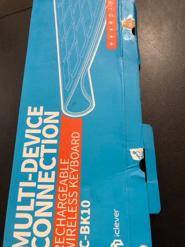 Photo 1 of iClever BK10 Bluetooth Keyboard, Keyboard USB-C Rechargeable Bluetooth 5.1 with Number Pad Ergonomic Design Full Size Stable Connection Keyboard for iPad, iPhone, Mac, iOS, Android, Windows