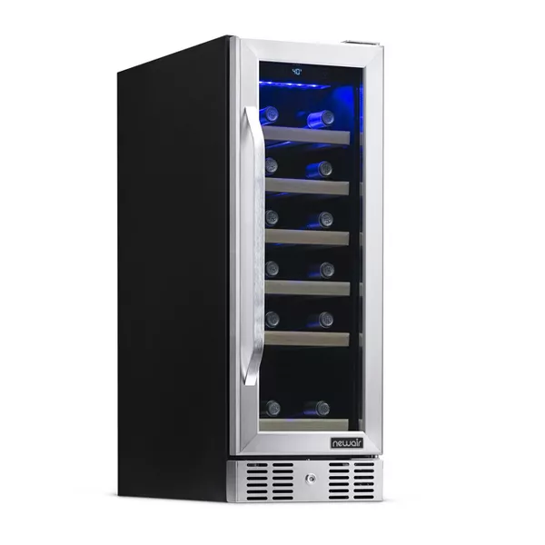 Photo 1 of Newair 12" Built-In 19 Bottle Compressor Wine Fridge in Stainless Steel, Compact Size with Precision Digital Thermostat and Premium Beech Wood Shelves
