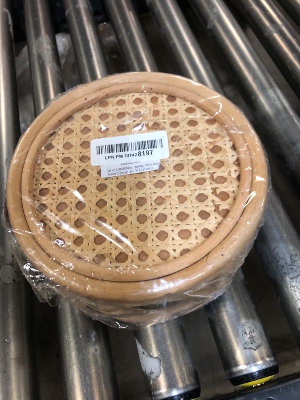 Photo 1 of Small Boho Rattan Wicker Round Riser Plant Stand