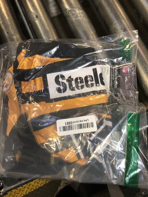 Photo 1 of Pets First NFL Pittsburgh Steelers Throwback Dog Bumblebee Jersey, Retro Dog Yellow and Black Football Jersey, Size Medium, Vintage Dog Shirt