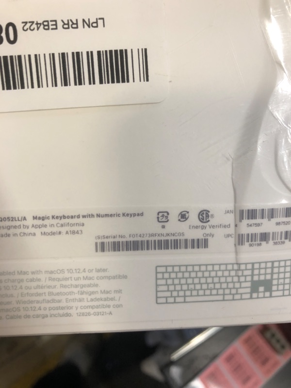 Photo 1 of Apple Magic Keyboard with Numeric Keypad: Wireless, Bluetooth, Rechargeable. Works with Mac, iPad, or iPhone; US English - White