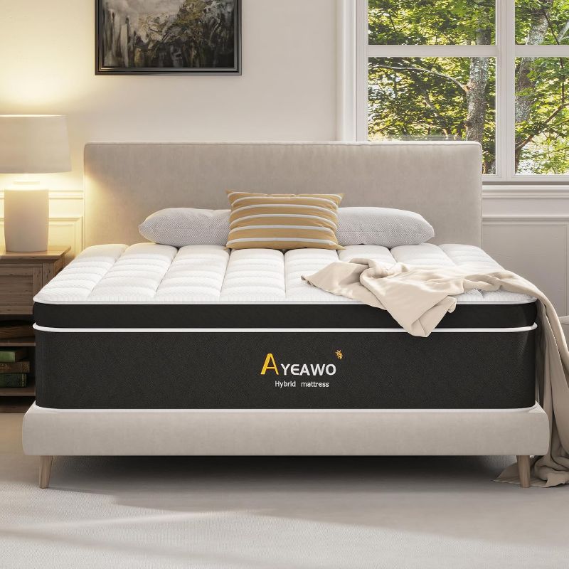 Photo 1 of King Size Mattress - 12 Inch Hybrid Mattress King Size with Gel Memory Foam and Pocket Springs, Premier King Mattress in a Box, Pressure Relief and Upgraded Support, Breathable & Cooling Feel
