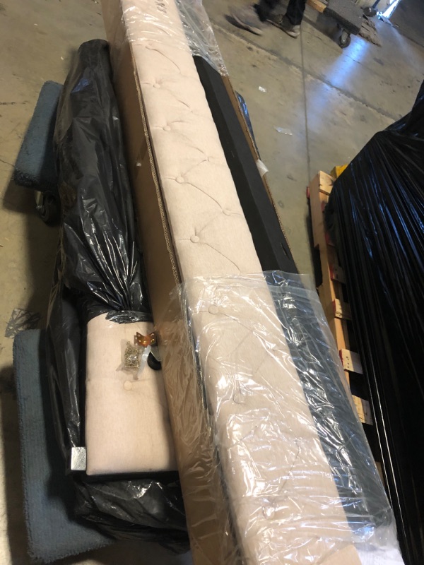 Photo 1 of *** UNCOMPLETE SET, FOR PARTS ONLY*** PVWIIK Upholstered Full Daybed with Trundle, Tufted Button Sofábed Bed Frame with Wood Slat Support for Bedroom, Living Room, Office, No Box Spring Needed, Beige