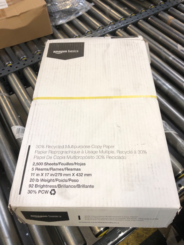 Photo 1 of Amazon Basics - 30% Recycled Multipurpose Copy Printer Paper, 5 Reams, 2500 Count (5 Packs of 500), 11" x 17", White