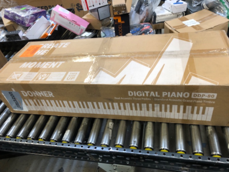 Photo 4 of Donner DDP-80 Digital Piano 88 Key Weighted Keyboard, Full-size Electric Piano for Beginners, with Sheet Music Stand, Triple Pedal, Power Adapter, Supports USB-MIDI Connecting, Retro Wood Color