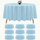 Photo 1 of 8 Pack Premium Round Tablecloth 108 Inch Round Table Covers Bulk Washable Polyester Fabric Round Table Clothes for Wedding Party Reception Banquet Buffet Restaurant (sky blue, 108 Inch)