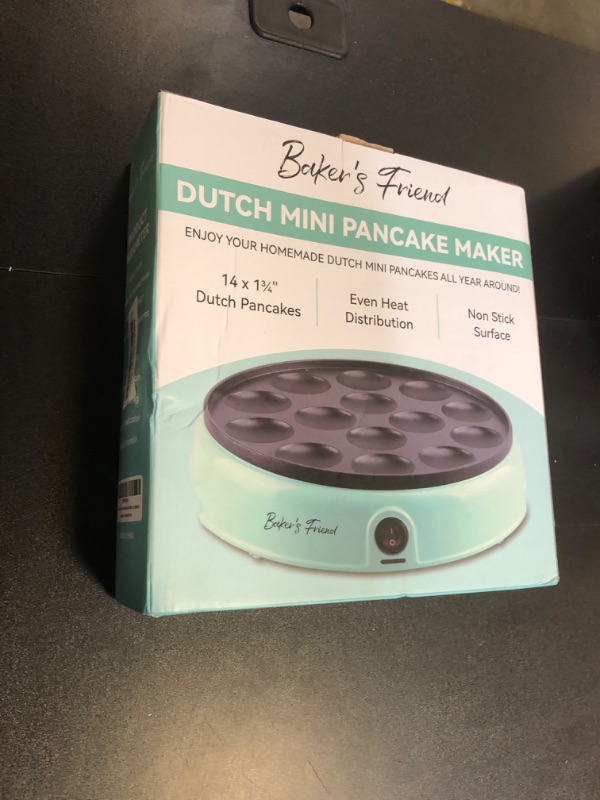 Photo 2 of Baker's Friend Mini Pancakes Maker Machine, Dutch Mini Pancake Griddle, 14 Holes Electric Poffertjes Pan, Ideal for Breakfast, Snacks, Desserts & More