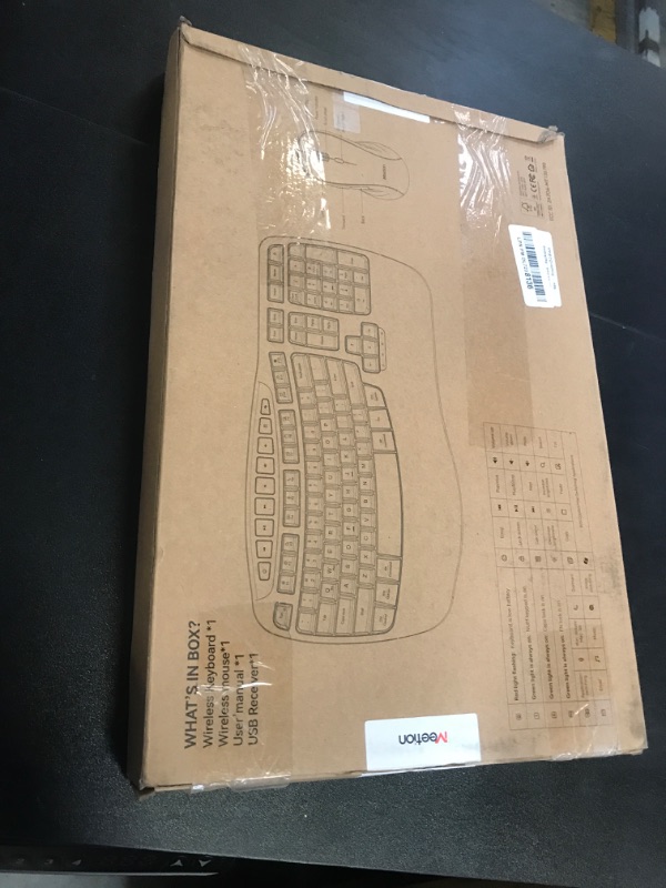 Photo 1 of MEETION New Ergonomic Keyboard and Mouse Wireless Combo, Wave Keys Natural Typing, 2.4G Wireless Keyboard Full Size with Wrist Rest, 4 Adjustable DPI Wireless Mouse, Computer/Laptop/Windows/Mac, Black