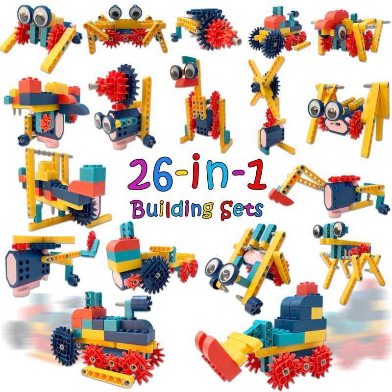 Photo 1 of 116PCS Electric Science Education Building Blocks Large Particles Mechanical Gear Motor Creative Assembly Children Bricks Gifts
