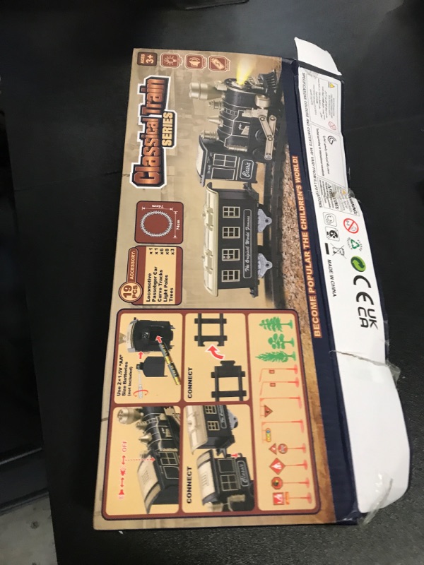 Photo 1 of JUQU Train Set - Train Toys for Boys w/Lights & Sounds (ON/Off), Toddler Toy Train Sets w/Locomotive Engine, Cars& Tracks, Christmas Train Gift for 3 4 5 6 7 8+ Year Old Kids Birthday Gifts