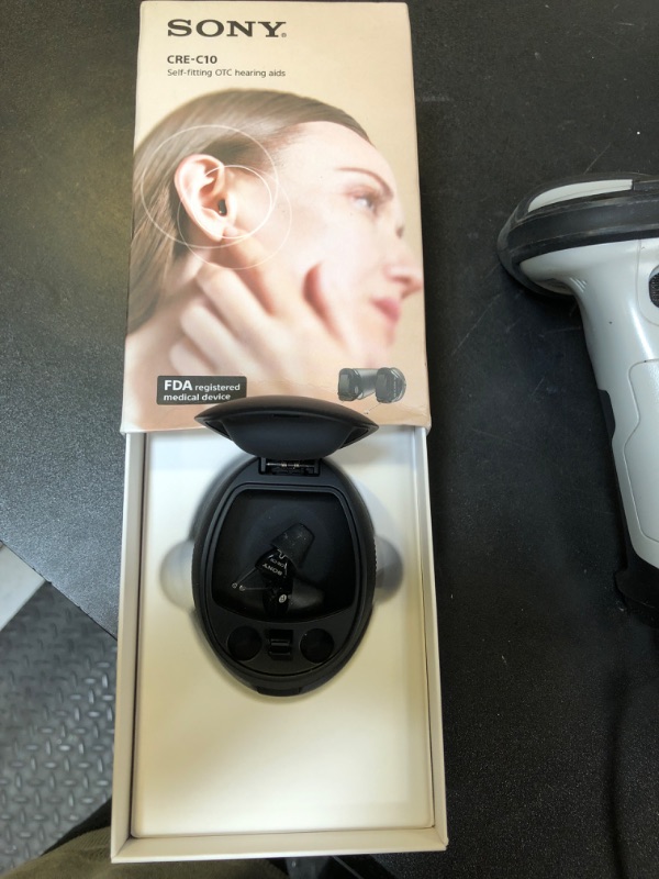 Photo 3 of Sony CRE-C10 Self-Fitting OTC Hearing Aids for Mild to Moderate Hearing Loss, Prescription-Grade Sound Quality, Compact Virtually Invisible Design, Customizable App, and Replaceable Batteries, Black