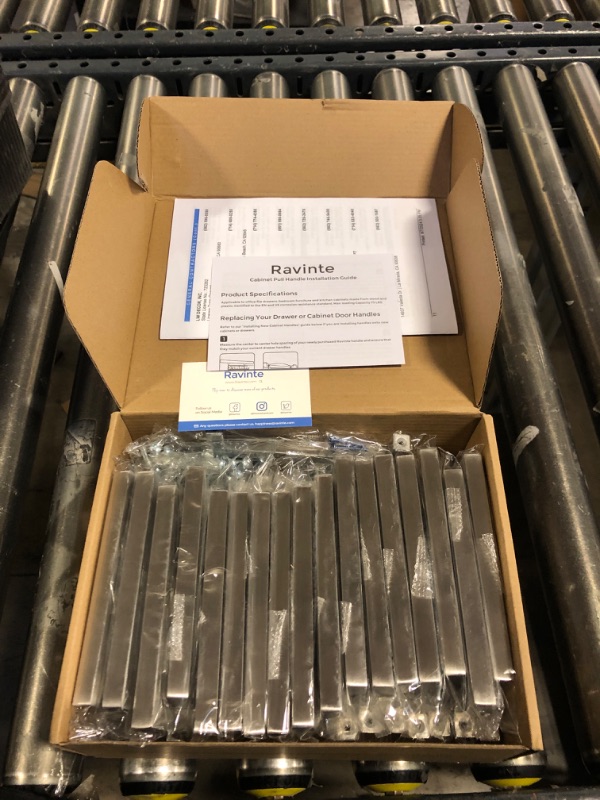 Photo 1 of Ravinte 35 Pack Cabinet Handles Square Cabinets Cupboard Handles Brushed Nickel Drawer Pulls Stainless Steel Kitchen Cabinet Pulls Cabinet Hardware Drawer Handles 5 inch Hole Center