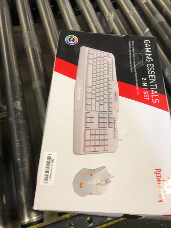 Photo 1 of Redragon S101 Wired RGB Backlit Gaming Keyboard with Multimedia Keys Wrist Rest and Red Backlit Mouse Combo 3200 DPI for Windows PC Gamers (White)