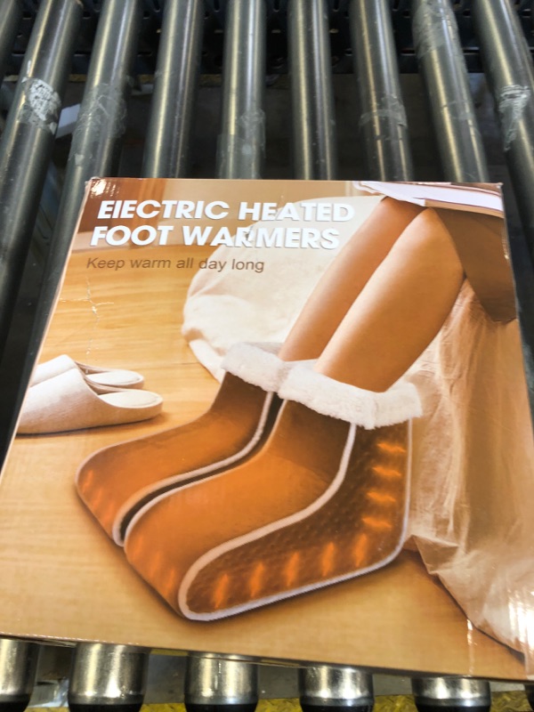 Photo 1 of Split Electric Foot Warmer, Quick Heating Pad for Feet, 6-Level Heated Slippers for Men Women, Soft Heated Boots, Feet Warmer with Detachable Washable Liner for Home