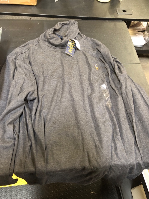 Photo 2 of Polo Ralph Lauren Men's Soft Cotton Long Sleeves Mockneck Shirt (Grey, XL)