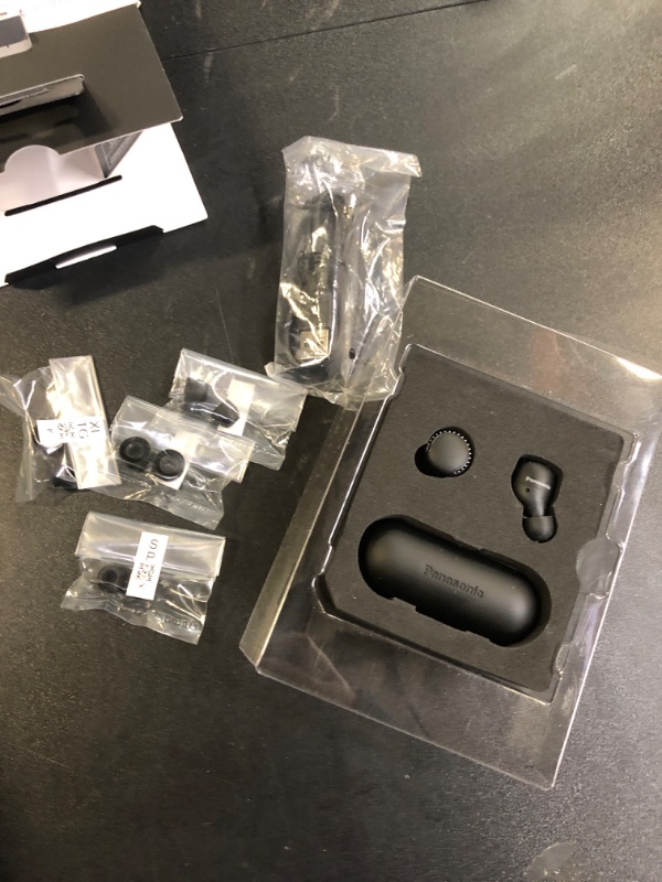 Photo 3 of Panasonic True Wireless Earbuds, Noise Cancelling Bluetooth Headphones, IPX4 Water Resistant and Compatible with Alexa, Charging Case Included - RZ-S500W (Black)