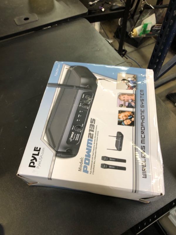 Photo 1 of Pyle Channel Microphone System-VHF Fixed Dual Frequency Wireless Set with 2 Handheld Dynamic Transmitter Mics, Receiver Base-for PA, Karaoke, Dj Party (PDWM2135) , Black