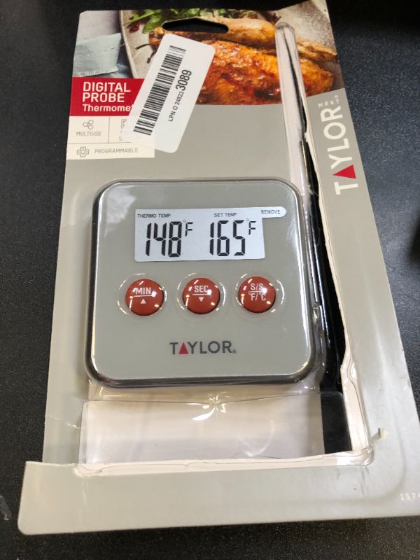 Photo 1 of Taylor Programmable Instant Read Wired Probe Digital Meat Food Grill BBQ Cooking Kitchen Thermometer with Alarm, White