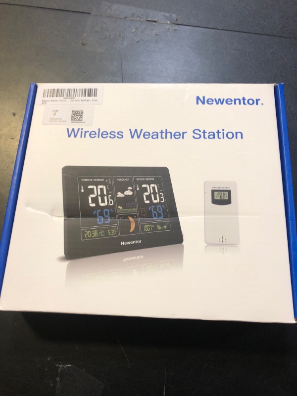 Photo 1 of Newentor Weather Station Wireless Indoor Outdoor Thermometer, Color Display Digital Weather Thermometer with Atomic Clock, Barometric Pressure, Forecast Station with Adjustable Backlight, Black