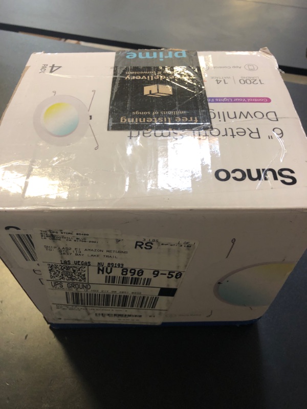 Photo 1 of Sunco 4 Pack LED Recessed 6 Inch, Smart RGBW Color Changing Can Lights, High Brightness 1200 LM, 14W, Retrofit Installation, Compatible with Amazon Alexa & Google Assistant - UL