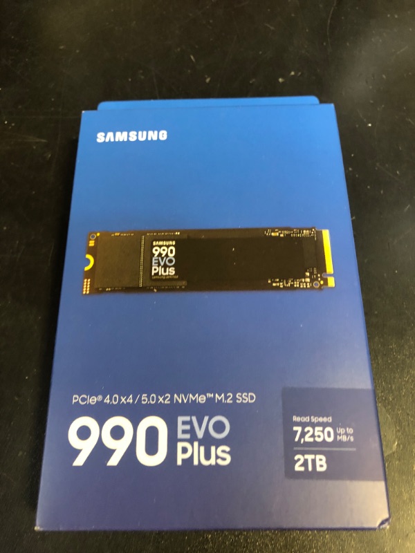 Photo 1 of SAMSUNG 990 EVO Plus SSD 2TB, PCIe Gen 4x4, Gen 5x2 M.2 2280, Speeds Up-to 7,250 MB/s, Upgrade Storage for PC/Laptops, HMB Technology and Intelligent Turbowrite 2.0, (MZ-V9S2T0B/AM)