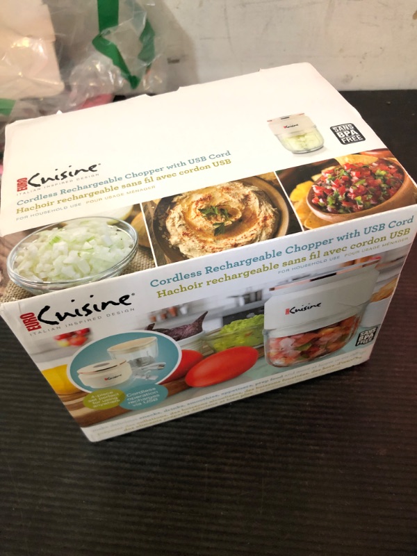 Photo 1 of Euro Cuisine Mini Cordless/Rechargeable Chopper with USB Cord & Glass Bowl Electric Mini Garlic Chopper, Mini Food Processor 1 Cup, Mini Food Grinder, Mini Chopper Electric