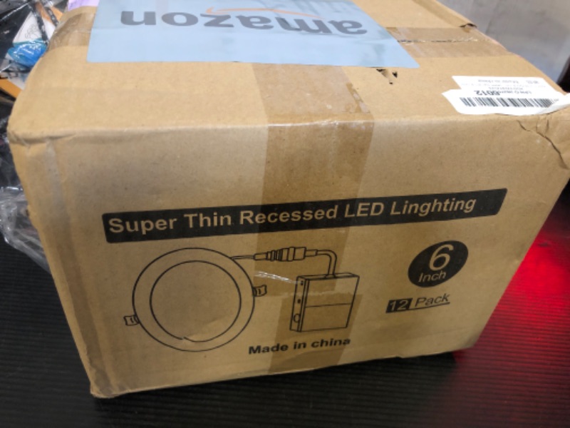 Photo 1 of 12 Pack 6 Inch Ultra-Thin LED Recessed Ceiling Light with Junction Box, LED recessed lighting 6 inch 12W 110W Eqv, LED Downlights,1050LM High Brightness can lights(6500K-Daylight, 6 inch-12Pack)
