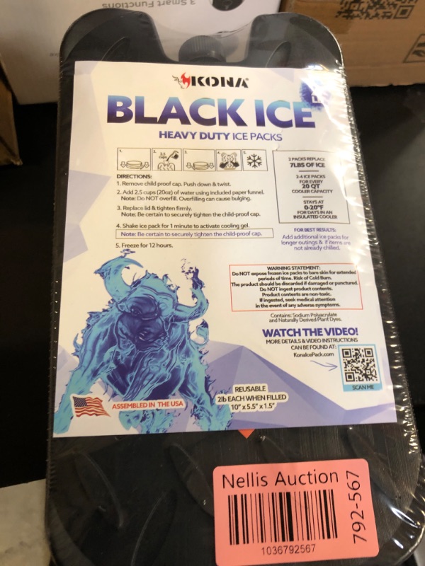 Photo 1 of Kona Black/Ice 2 Pound Ice Packs for Coolers - Long Lasting Design - Refreezable Reusable Cooler Ice Pack (4)