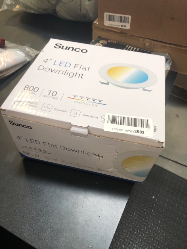 Photo 1 of Sunco 12 Pack 4 Inch LED Flat Recessed Light, Retrofit Ceiling Can Lighting, 800 LM, Selectable CCT 2700K/3000K/4000K/5000K, Dimmable, 10W=60W, 50,000 Lifetime Hours UL