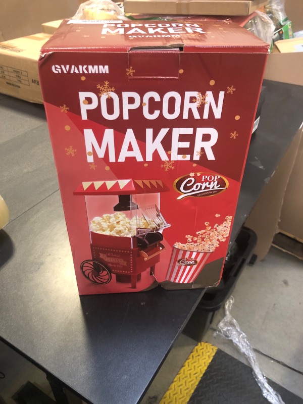 Photo 1 of GVAKMM Popcorn Machine, Christmas Hot Air Popcorn Maker Kit Gift Box, Portable Home Popcorn Popper Machine, 10-Cup,Oil-Free,Retro Style,Compact and Cute