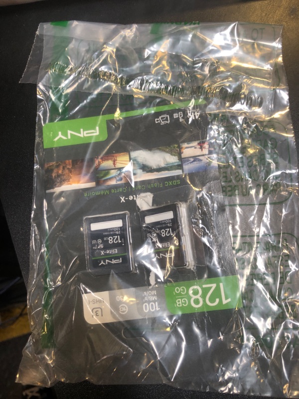 Photo 1 of PNY 128GB Elite-X Class 10 U3 V30 SDXC Flash Memory Card - 100MB/s, Class 10, U3, V30, 4K UHD, Full HD, UHS-I, Full Size SD (Pack of 2)