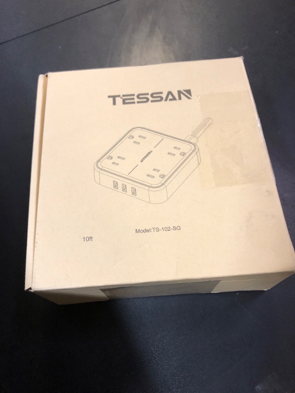 Photo 1 of Surge Protector Power Strip, TESSAN 10 FT Extension Cord with 3 USB A Wall Charger, Ultra Thin Flat Plug with 4 Outlets, Slim Desktop Charging Station for Office, School, Home, Dorm Room Essentials