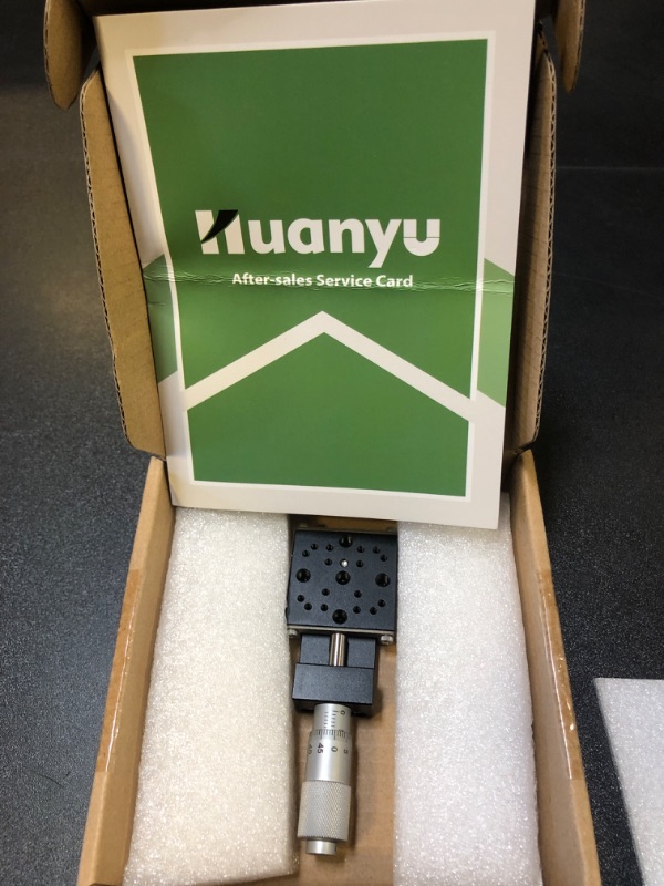 Photo 1 of Huanyu X Axis Micrometer Translation Stage X Linear Stage Precision Displacement Table Station Optical Sliding Table 13mm Travel Trimming Bearing Tuning Platform for Microscopy Work Optical Experiment