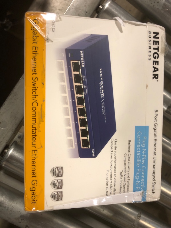 Photo 1 of NETGEAR 8-Port Gigabit Ethernet Unmanaged Switch (GS108) - Desktop or Wall Mount, and Limited Lifetime Protection