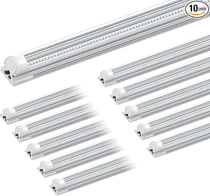 Photo 1 of Barrina 8FT LED Shop Light, 100W 15000LM 6500K Super Bright White, Linkable T8 Shop Lighting LED V Shape LED Tube Lights, Ceiling Lights Fixtures for Garage, Workshop, ETL Listed, 10 Pack
