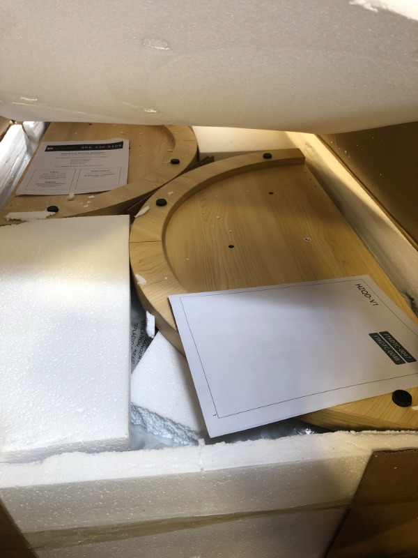 Photo 1 of YITAHOME Round Dining Table for 4-6 People Circle Dining Table with Wooden Rattan Base Modern Farmhouse Kitchen Table Round for Dining Room Kitchen Apartment, Natural Oak