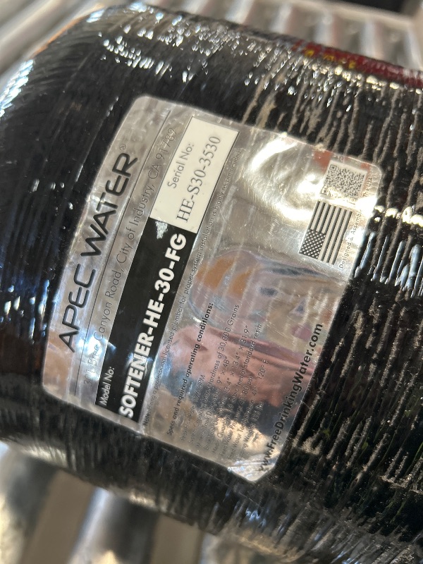 Photo 1 of *** SEE NOTES **APEC water tank black  model SOFTNER-HE-30-FG SERIAL NUMBER : HE-S30-3530
