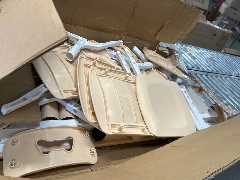 Photo 1 of *** SEE NOTES ***monleelnom Children's Table and Chair Set Suitable for Boys and Girls Age 2-12 Height Adjustable Table top Can be Painted with 6 Seats Suitable for Family Learning Daily use (Wood Color)