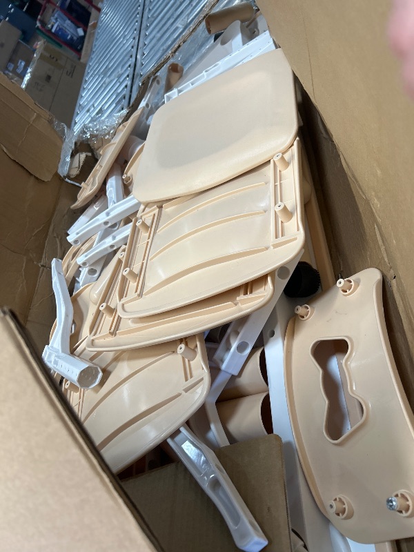 Photo 1 of *** SEE NOTES ***monleelnom Children's Table and Chair Set Suitable for Boys and Girls Age 2-12 Height Adjustable Table top Can be Painted with 6 Seats Suitable for Family Learning Daily use (Wood Color)