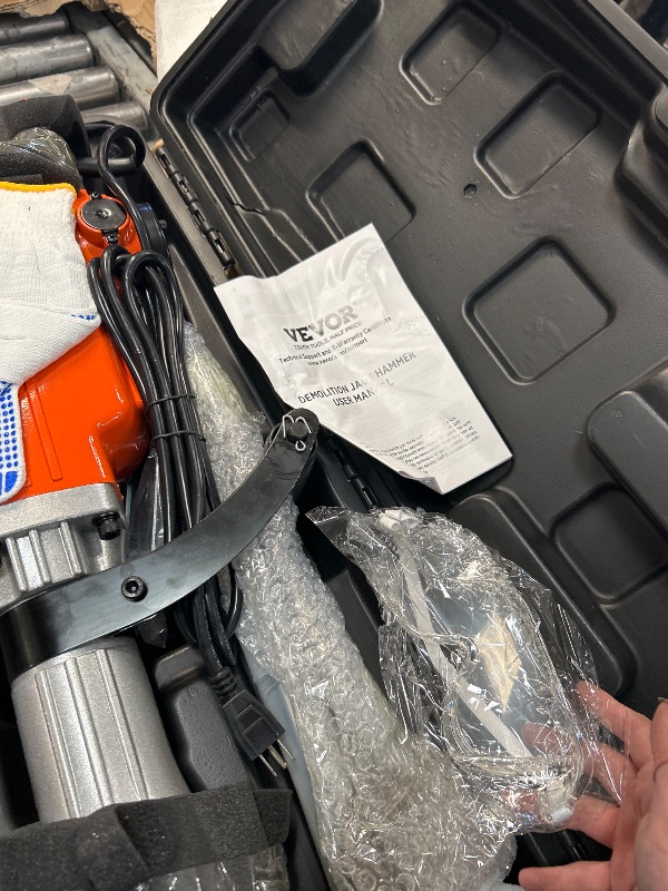 Photo 1 of *** SEE NOTES ***VEVOR Demolition Jack Hammer, MAX 2200W Electric Jackhammer Heavy Duty, 1350 BPM Concrete Breaker 6pcs Chisels Bit Chipping with Case