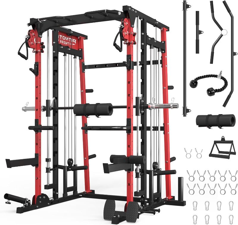 Photo 1 of **PARTIAL SET 1/4 BOXES***smith Machine,2200lbs All-in-One Home Gym Power Cage with Weight Bar and Two LAT Pull-Down Systems and Cable Crossover,Multi-Function Squat Rack for Home Gym Training