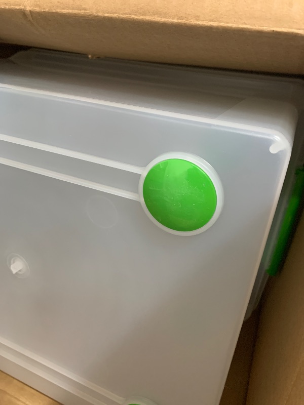 Photo 1 of IRIS USA File Box File Organizer Plastic File Box for Letter/Legal File, BPA-Free Plastic Storage Bin Tote Organizer w/ Secure Latching Lid and Easy-Slide Pad, Clear 35 Qt. 4Pack