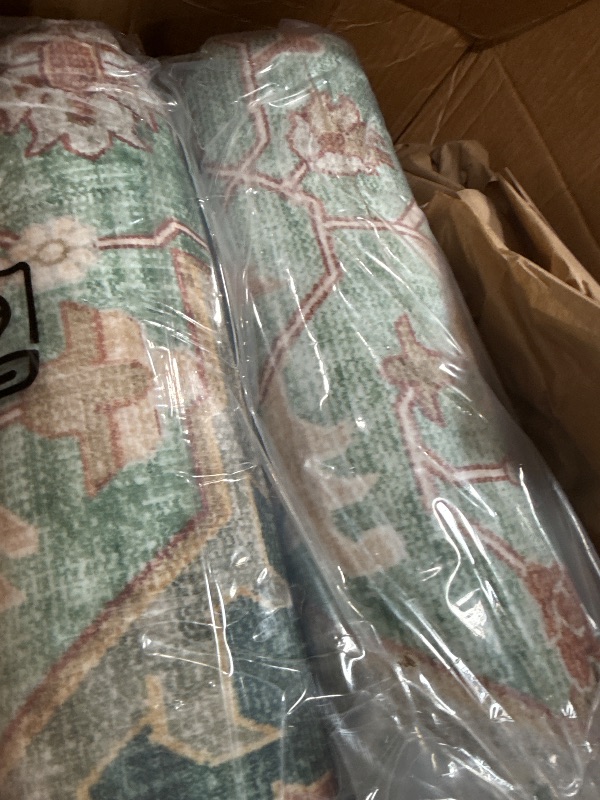 Photo 1 of (FAIR) (BOXED) eerly Green Rug 8x10 Area Rug for Living Room Bedroom Washable Rugs Large Boho 8x10 Rug for Dining Room Carpet Non-Slip Distressed Carpet Rugs Print Floor Rug(Border Green)