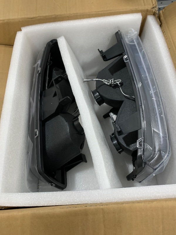 Photo 1 of Auto Dynasty 4PCS LED DRL Headlight Lamps Compatible with Chevy Silverado Avalanche 1500 2500 3500 03 04 05 06 / Chevy Silverado Classic Models 07, Driver and Passenger Side, Black Housing Clear Lens