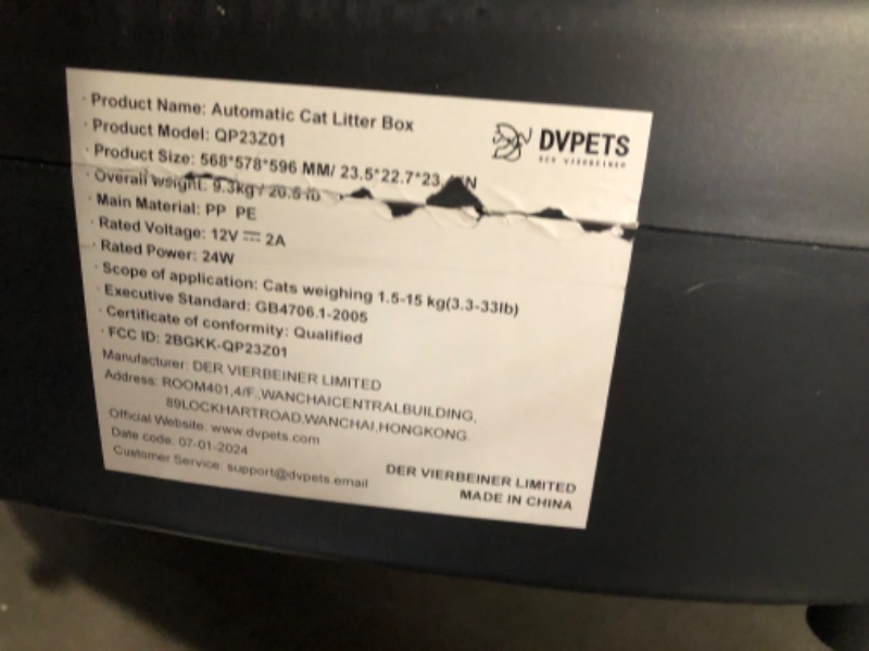Photo 1 of Self-Cleaning Cat Litter Box, DVPETS 89.5L Extra Large Automatic with Mat for Multi Cats, Integrated Safety Protection/Self-Developed APP Control/Odor Control, Black Smart