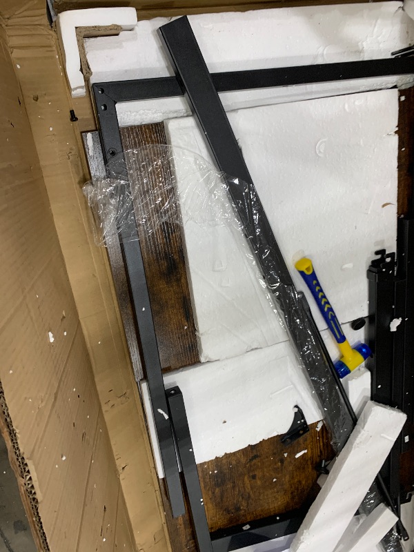 Photo 1 of Huuger Computer Desk, 70 Inch Office Desk, Gaming Desk with Storage, Writing Desk Work Desk for Home Office, Study, Long Simple Desk, Large Legroom, Metal Frame, Rustic Brown and Black