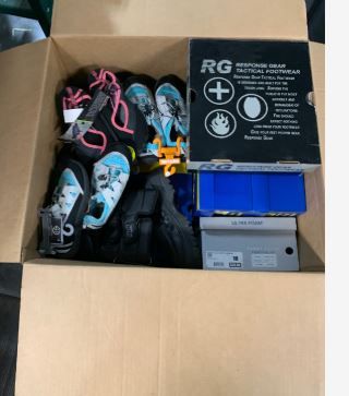 Photo 1 of ***FINAL SALE NONREFUNDABLE*** NELLIS VARIETY BOX: 20X20X24 SNOW SHOES, NORMAL SHOES MISC SIZES AND MISC BRANDS