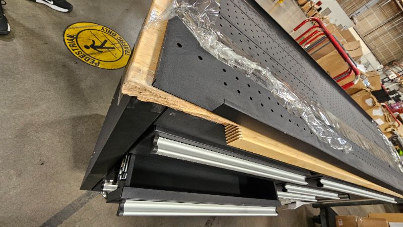 Photo 1 of ***MISSING KEY***61" Workbench, Rolling Tool Chest, Heavy Duty Wood Top Work Table with Drawers and Pegboard, Work Bench Organizers with Power Outlet, Wheels, Mobile Workstation for Garage, Workshop